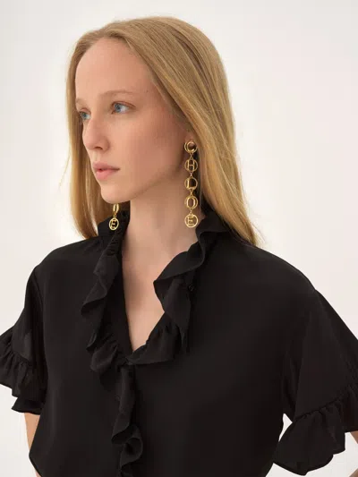 Chloé Script Dangling Earrings In Gold