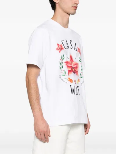 Casablanca Casa Way Orchid Organic Cotton T Shirt In White