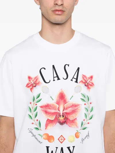 Casablanca Casa Way Orchid Organic Cotton T Shirt In White