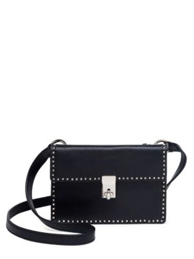 Shop Valentino Small Studded Leather Shoulder Bag In Black