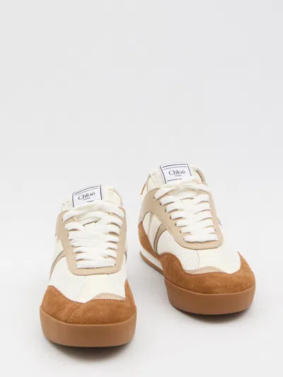 Chloé Kick Brown Sneaker With Logo Patch On The Tongue And Logo Lettering On The Back In Fabric And Suede  In Multi