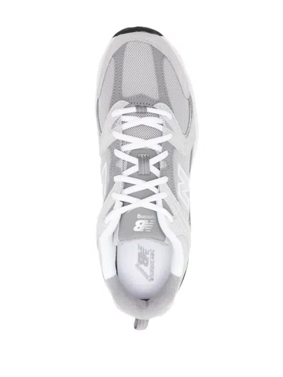 New Balance Mens Raincloud Grey White Mr530 Logo-embossed Leather And Mesh Low-top Trainers