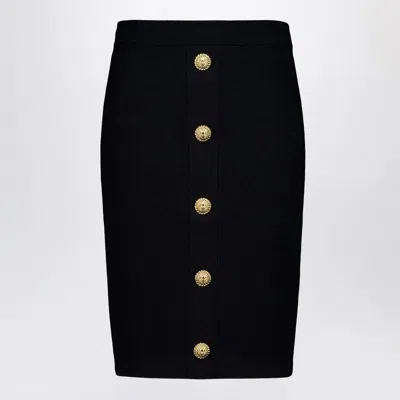 Balmain Knitted Vichy A-line Skirt With Jewel Buttons