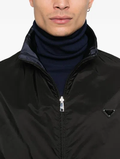Prada Reversible Zip-up Jacket With Triangle-logo In Black