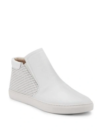 Kenneth Cole Leather Slip-on Sneakers In White