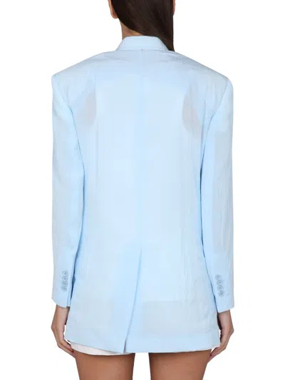 Max Mara Tailored Double-breasted Jacket Featuring Back Vent In Blue