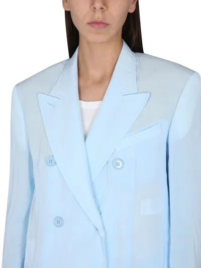 Max Mara Tailored Double-breasted Jacket Featuring Back Vent In Blue