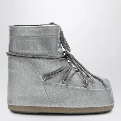 Moon Boot Icon Low Boots Flat Sole Glitter In Gray