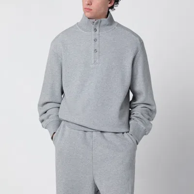 Entire Studios Grey Cotton Buttoned Sweater In Gray