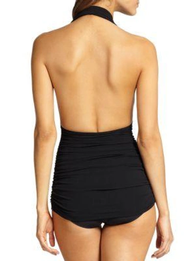 Shop Norma Kamali One-piece Halter Swimsuit In Black