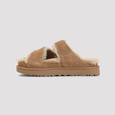 Ugg Chestnut Suede Greenport Cross Strap Sandals In Brown
