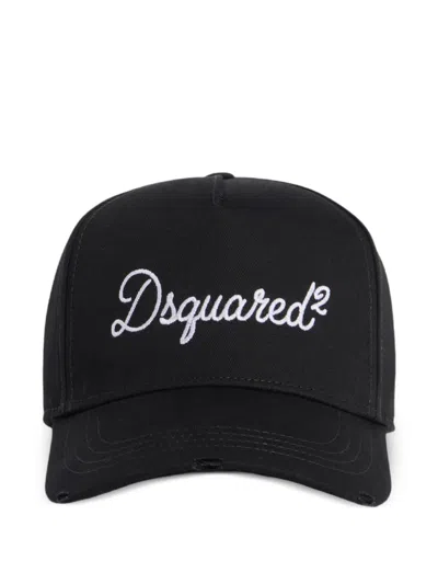 Dsquared2 Black Baseball Cap Adjustable Metal Strap In Black