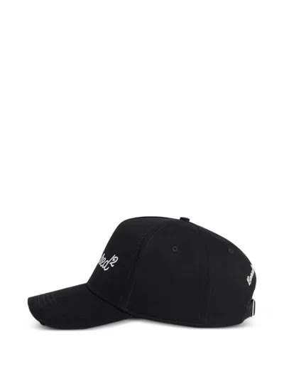 Dsquared2 Black Baseball Cap Adjustable Metal Strap In Black