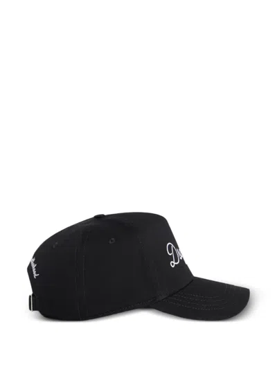 Dsquared2 Black Baseball Cap Adjustable Metal Strap In Black