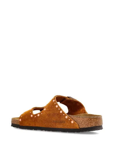 Birkenstock Arizona Rivets Studded Slide Sandal In Brown