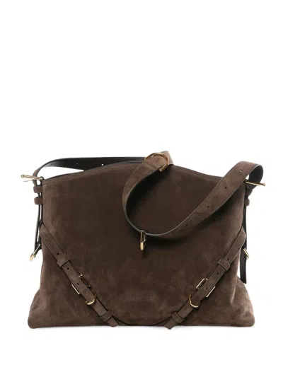 Givenchy Medium Suede Handbag With Structured Design In Brown