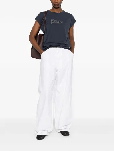 Herno Cotton Polyester T-shirt In Blue