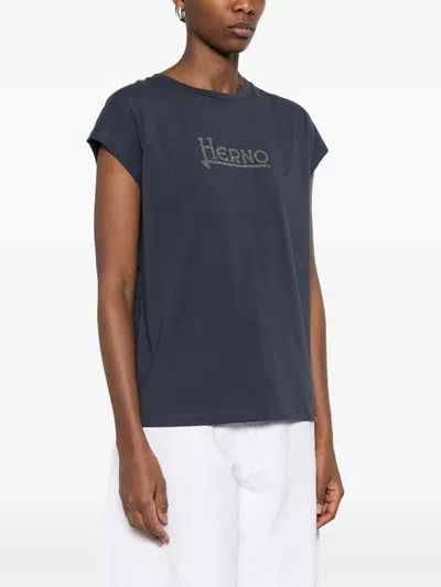 Herno Cotton Polyester T-shirt In Blue