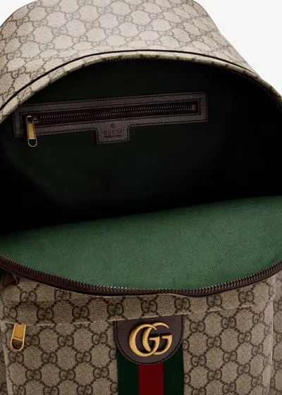 Gucci Printed Canvas Medium Ophidia Backpack In Brown