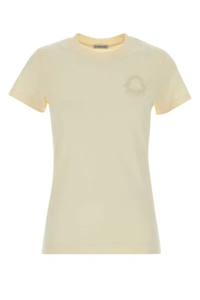 Moncler White Solid Crew Neck T-shirt In Neutral