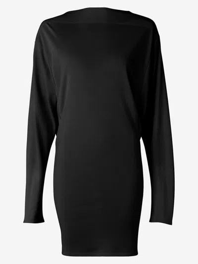 Jacquemus Black La Robe Mistral Crew Neck Dress With Long Sleeves And Open Back In Viscose Blend Women