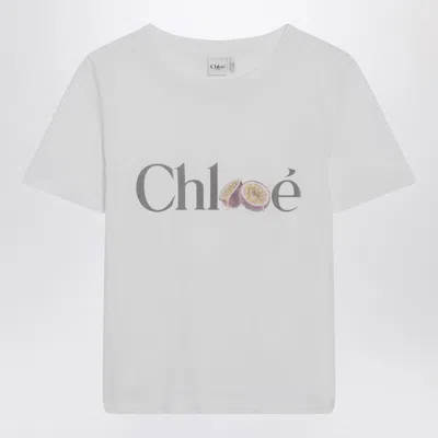 Chloé Baby Fit T-shirt In Cotton Jersey With Passion Fruit Print In White