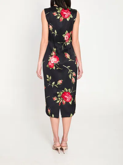 Dolce & Gabbana Women Black Dress With All-over Floral Print In Silk Woman