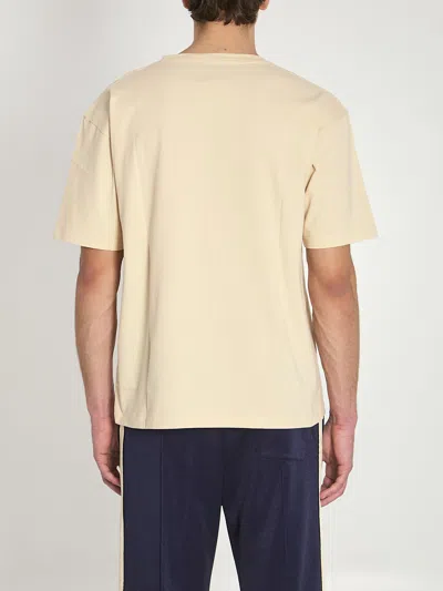 Valentino Men Beige Round Neck Logo T-shirt In White
