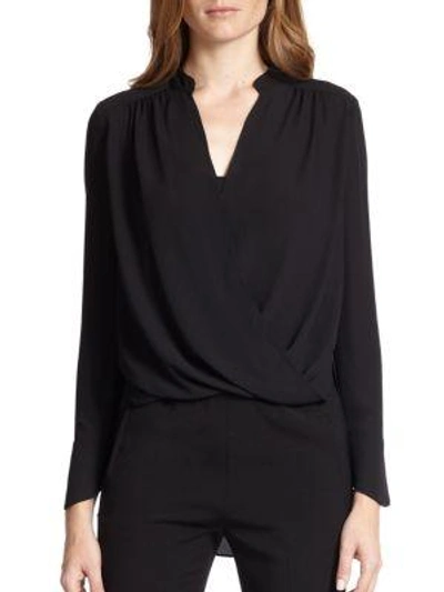 Bcbgmaxazria Jaklyn Draped Front Essential Blouse In Black