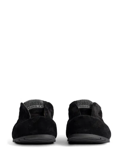 Balenciaga Dumbo Sabot In Distressed Suede Calfskin Men In Black