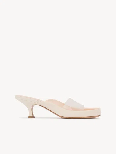 Chloé Womens Chloe Junie Leather And Pvc Heeled Sandals In White