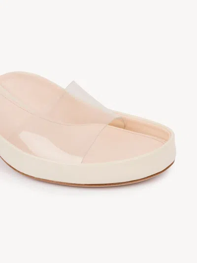 Chloé Womens Chloe Junie Leather And Pvc Heeled Sandals In White
