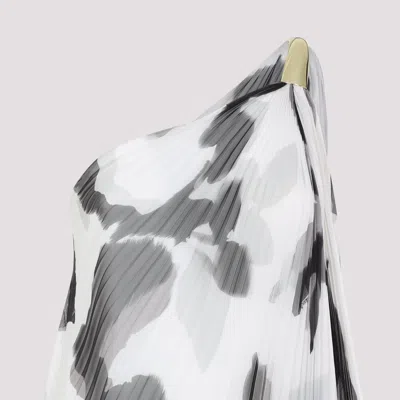 Max Mara Chiffon Dress With An All-over Printasymmetrical Neckline With Metal Detail On The Left Shoulder In Multi