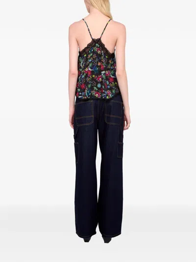 Zadig & Voltaire Womens Encre Christy Floral-print Woven Camisole In Black