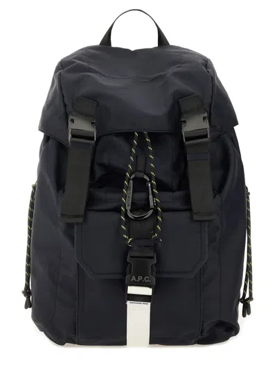 A.p.c. Technical Nylon Backpack With Flap Closure In Black