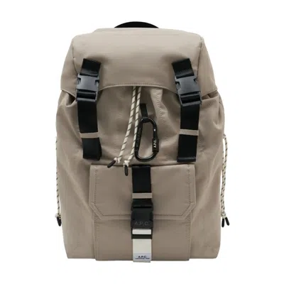 A.p.c. Technical Nylon Backpack With Flap Closure In Gray
