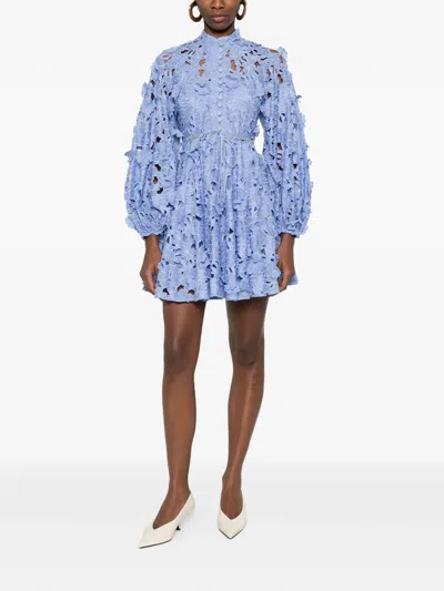 Zimmermann Womens Jacaranda Patience Long-sleeve Cotton Mini Dress Xs In Blue