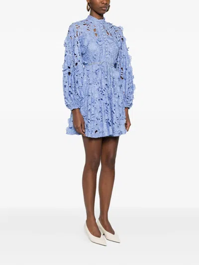 Zimmermann Womens Jacaranda Patience Long-sleeve Cotton Mini Dress Xs In Blue