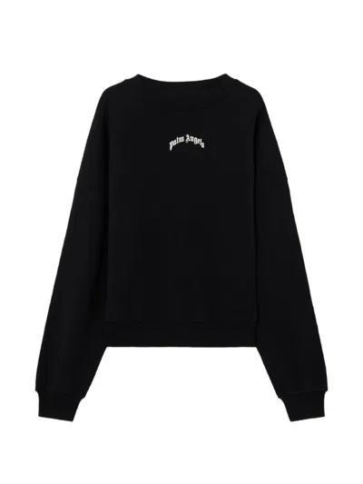 Palm Angels Men Black Back Curved Logo Sweatshirt, L Luxury Sweatshirts & Hoodies For Men Darveys