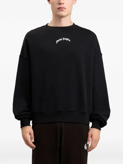Palm Angels Men Black Back Curved Logo Sweatshirt, L Luxury Sweatshirts & Hoodies For Men Darveys