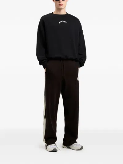 Palm Angels Men Black Back Curved Logo Sweatshirt, L Luxury Sweatshirts & Hoodies For Men Darveys