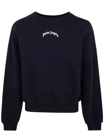 Palm Angels Men Black Back Curved Logo Sweatshirt, L Luxury Sweatshirts & Hoodies For Men Darveys