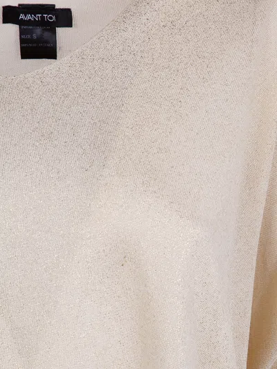Avant Toi Laminated Hand Painted Oversize V Neck Pullover In Neutral