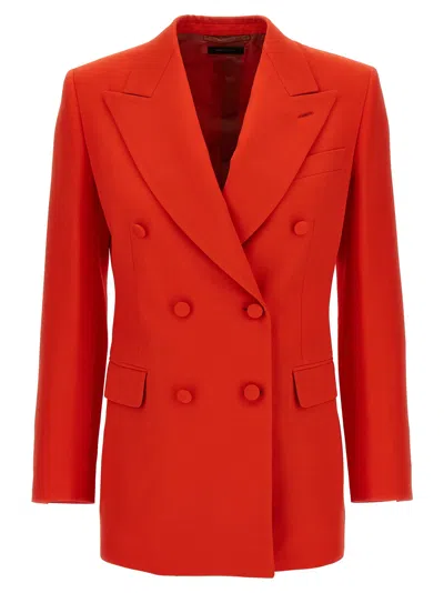 Brioni Double-breasted Blazer In Red