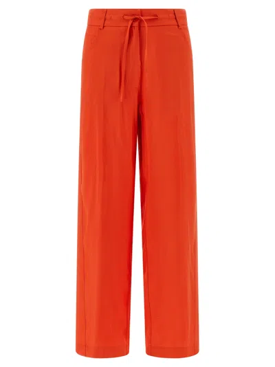 Nude Viscose Pants Tailored Belt Loops Pockets In Red