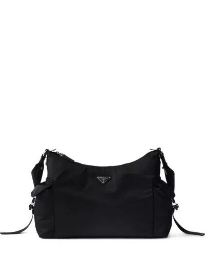 Prada Explore Triangle Logo Nylon Messenger Bag In Black