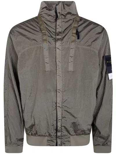 Stone Island Grey Solid Logo Jacket In Gray