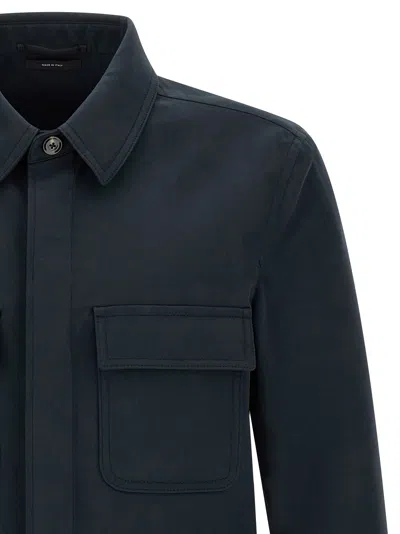 Tom Ford Overshirt With Front Concealed-buttons In Blue