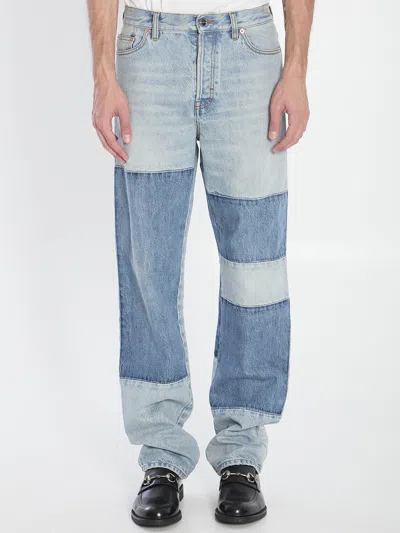 Gucci Tailored Trousers Featuring Patchwork Design In Blue