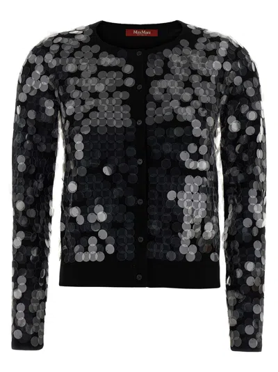 Max Mara Studio Necton Sequin Embellished Knit Cardigan In Black